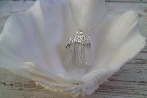 Clear Quartz Cluster Crystal Silver Necklace