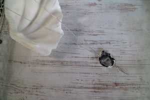 Agate Druzy Silver Necklace with Feather Charm