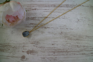 White Druzy Geode Crystal Gold Necklace