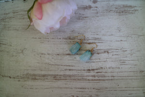 Blue druzy quartz gold earrings