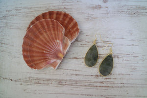 Teardrop Labradorite gemstone gold earrings