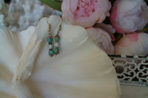 Blue sea sediment jasper and white howlite gemstone bead sterling silver earrings