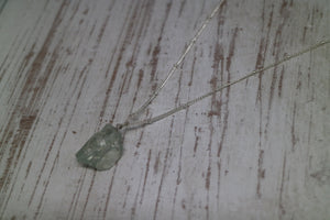 Green Quartz Crystal Silver Necklace