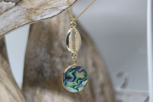 Paua Shell Gold Necklace with Gold Shell Connector