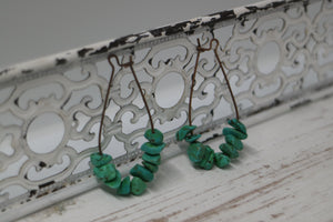 Turquoise gemstone chip antique copper earrings