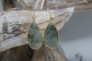 Teardrop Labradorite gemstone gold earrings