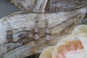 Rose quartz sterling silver earrings