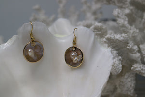 Mother of pearl blister shell gold earrings