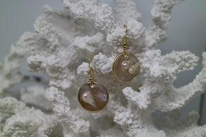 Mother of pearl blister shell gold earrings