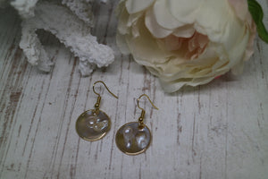 Mother of pearl blister shell gold earrings