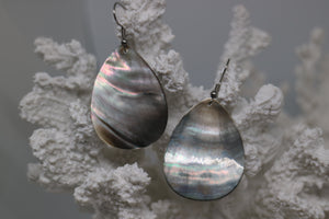 Black mother of pearl shell silver earrings