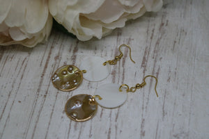White Mother of Pearl blister shell gold earrings