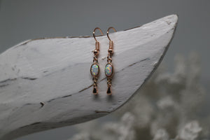 White opal rose gold earrings