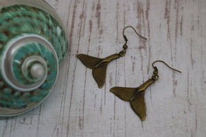 Bronze whale tail bohemian earrings