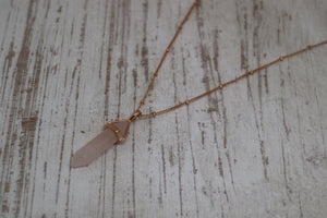 Rose Quartz Crystal Rose Gold Necklace