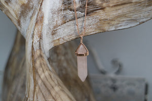 Rose Quartz Crystal Rose Gold Necklace