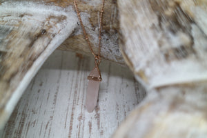 Rose Quartz Crystal Rose Gold Necklace