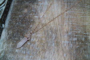 Rose Quartz Crystal Rose Gold Necklace