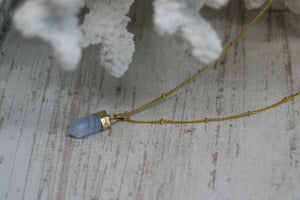 Blue Lace Agate Gold Necklace
