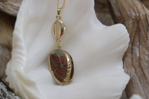 Paua Shell Gold Necklace with Shell Charm