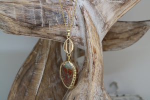 Paua Shell Gold Necklace with Shell Charm