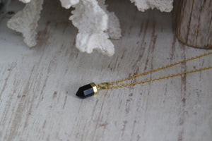 Black Onyx Gemstone Gold Necklace