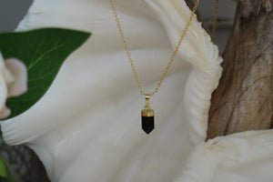 Black Onyx Gemstone Gold Necklace