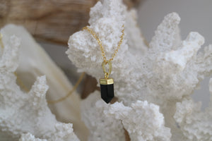 Black Onyx Gemstone Gold Necklace