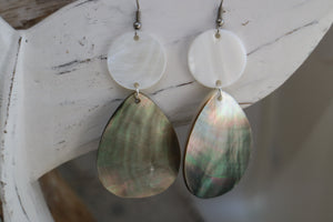 Black and white mother of pearl silver earrings