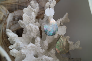 Black and white mother of pearl silver earrings