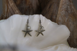 Silver starfish earrings