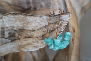 Amazonite gemstone chips on antique copper earring loops