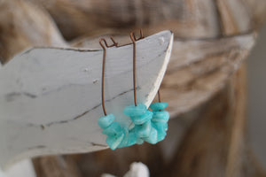 Amazonite gemstone chips on antique copper earring loops