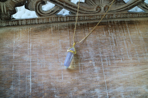 Opalite crystal point gold necklace
