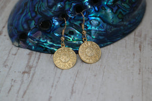 Gold Sun Coin Earrings