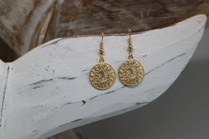 Gold Sun Coin Earrings