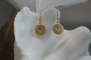 Gold Sun Coin Earrings