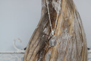 Silver rhodium palm tree coin necklace