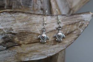 Silver Rhodium Turtle Earrings