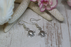 Silver Rhodium Turtle Earrings