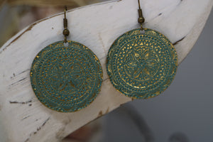 Blue Antique Copper Patina Bohemian Earrings