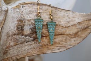 Blue Patina Bohemian Antique Copper Gold Earrings