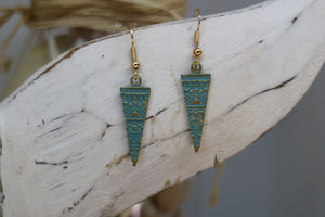 Blue Patina Bohemian Antique Copper Gold Earrings