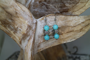 Blue Quartz bohemian silver earrings