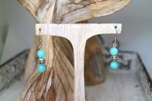Blue Quartz bohemian silver earrings