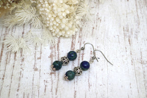Lapis Lazuli bohemian silver earrings