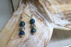 Lapis Lazuli bohemian silver earrings