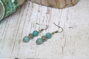 Amazonite bohemian silver earrings