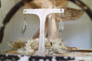 Silver bohemian feather earrings