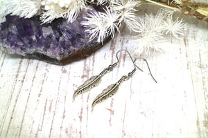 Silver bohemian feather earrings